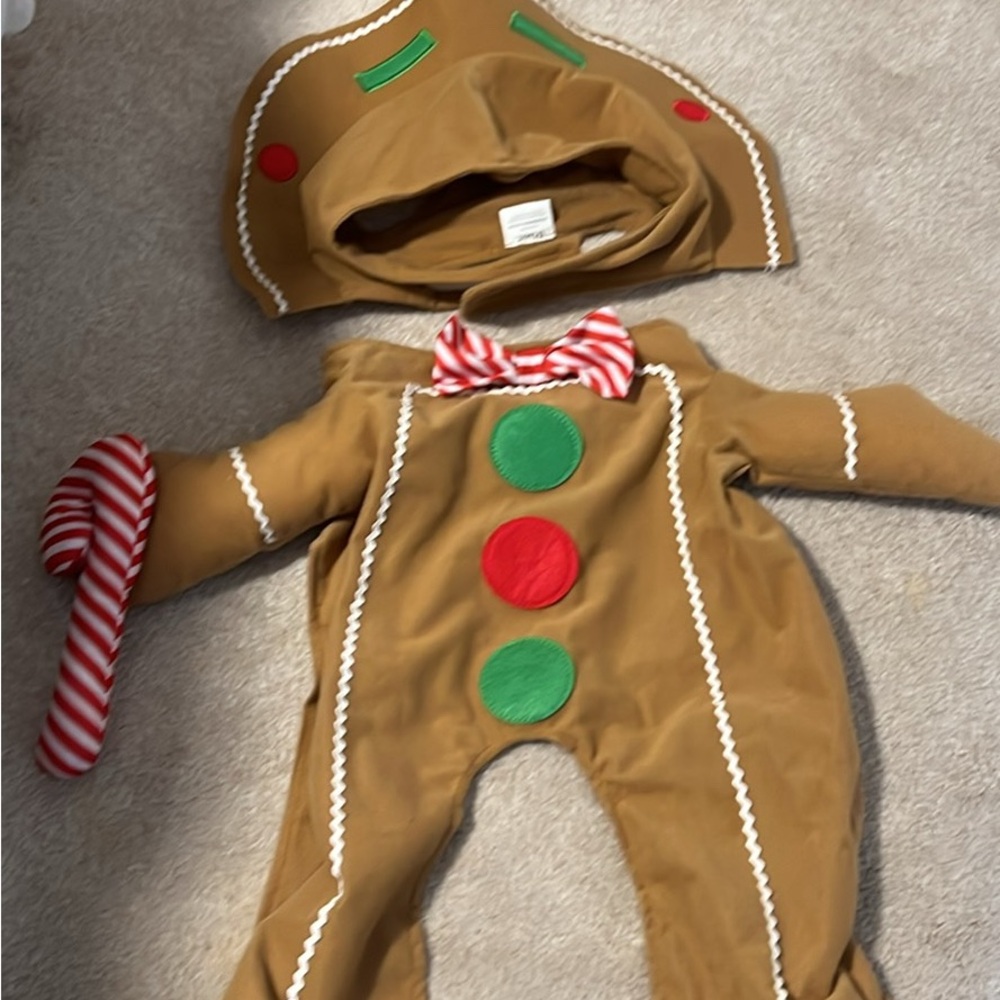 Dog Gingerbread Costume with Candy Cane Accessory